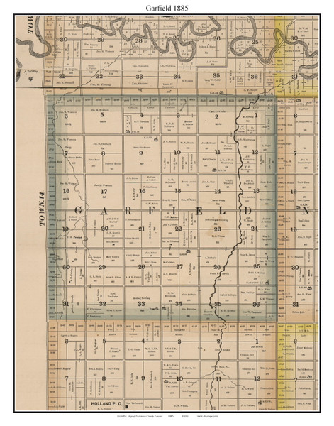 Garfield, Kansas 1885 Old Town Map Custom Print - Dickinson Co.