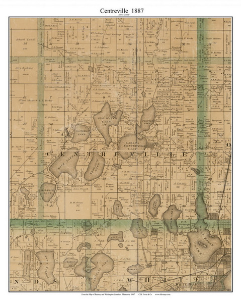 Centreville, Anoka Co Minnesota 1887 Old Town Map Custom Print - Ramsey & Washington Cos. Centreville, Anoka Co Minnesota 1887 Old Town Map Custom Print - Ramsey & Washington Cos.