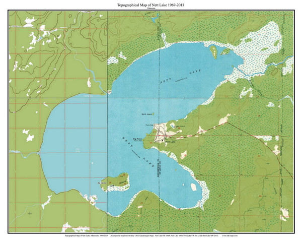 Nett Lake 1969-2013 - Custom USGS Old Topo Map - Minnesota - Nett-Pelican