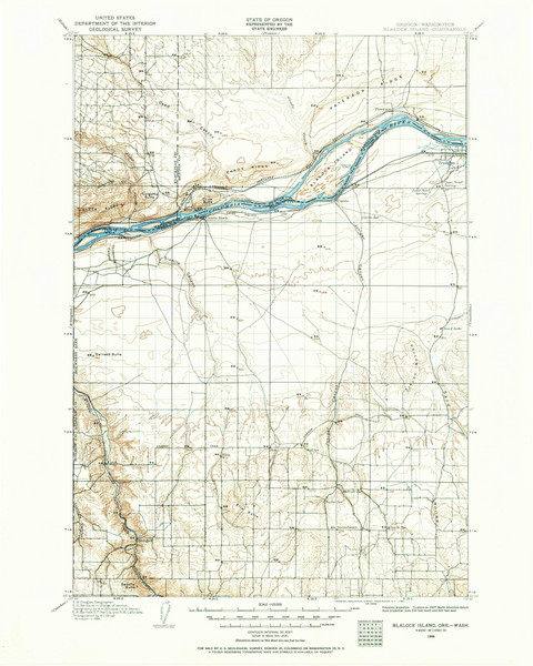 Blalock Island, Oregon 1906 (1962) USGS Old Topo Map Reprint 30x30 WA Quad 283145