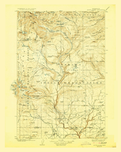 Mount Adams MT, Washington 1907 (1923) USGS Old Topo Map Reprint 30x30 WA Quad 242459