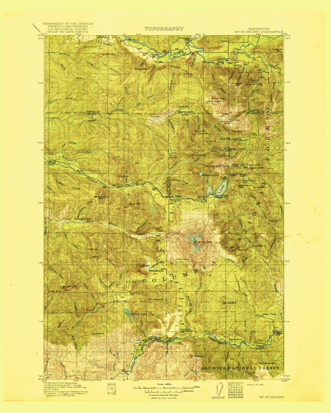 Mount St Helens MT, Washington 1919 (1919b) USGS Old Topo Map Reprint 30x30 WA Quad 242547 Mount St Helens MT, Washington 1919 (1919b) USGS Old Topo Map Reprint 30x30 WA Quad 242547