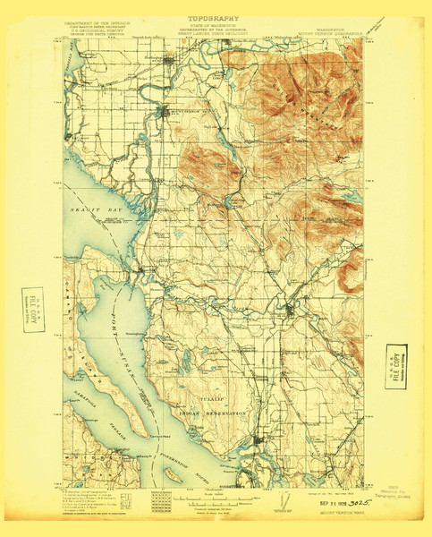 Mount Vernon MT, Washington 1911 (1920) USGS Old Topo Map Reprint 30x30 WA Quad 242585