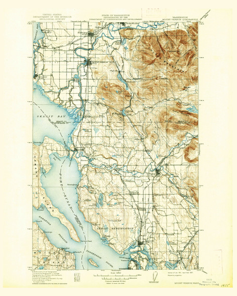 Mount Vernon MT, Washington 1911 (1937) USGS Old Topo Map Reprint 30x30 WA Quad 242716