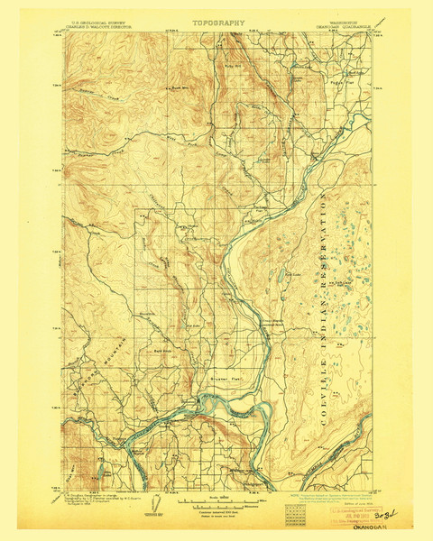 Okanogan, Washington 1905 (1905) USGS Old Topo Map Reprint 30x30 WA Quad 242911