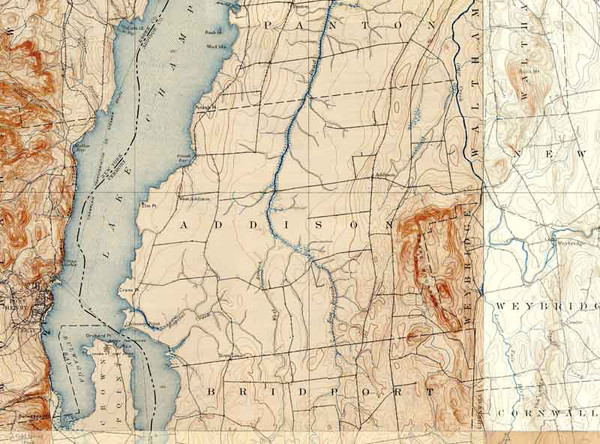 Addison VT 1898 USGS Old Topo Map - Town Composite Addison Co.
