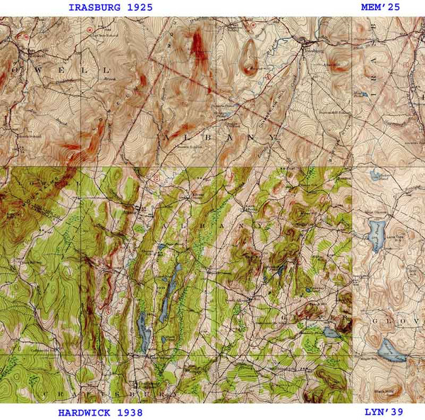 Albany VT 1925-1938 USGS Old Topo Map - Town Composite Orleans Co.