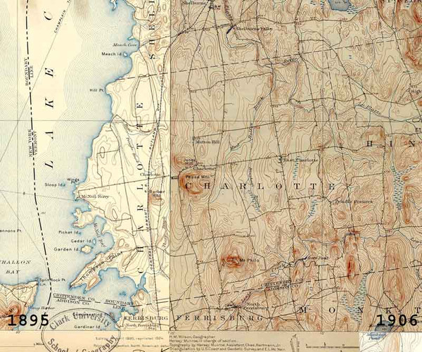 Charlotte VT 1895-1906 USGS Old Topo Map - Town Composite Chittenden Co.