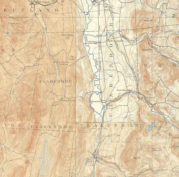 Clarendon VT 1893-1897 USGS Old Topo Map - Town Composite Rutland Co.