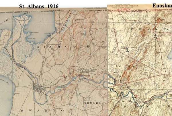 Highgate VT 1916 USGS Old Topo Map - Town Composite Franklin Co.