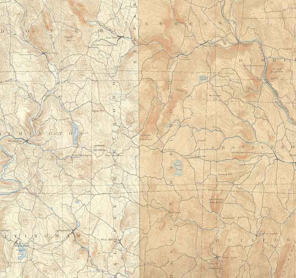 Marlboro VT 1893-1898 USGS Old Topo Map - Town Composite Windham Co.