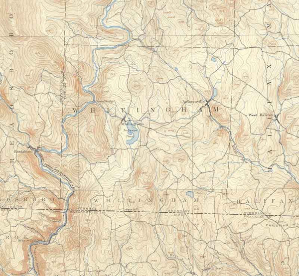 Whitingham VT 1894-1899 USGS Old Topo Map - Town Composite Windham Co.
