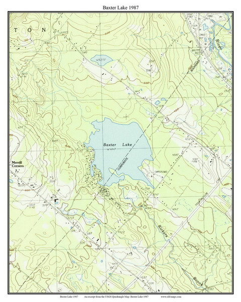 Baxter Lake 1987 - Custom USGS Old Topo Map - New Hampshire - Lake Winnipesaukee Area