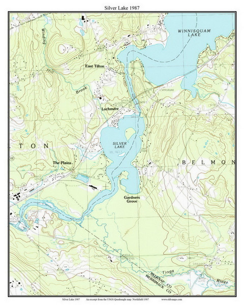 Silver Lake 1987 - Custom USGS Old Topo Map - New Hampshire - Lake Winnipesaukee Area