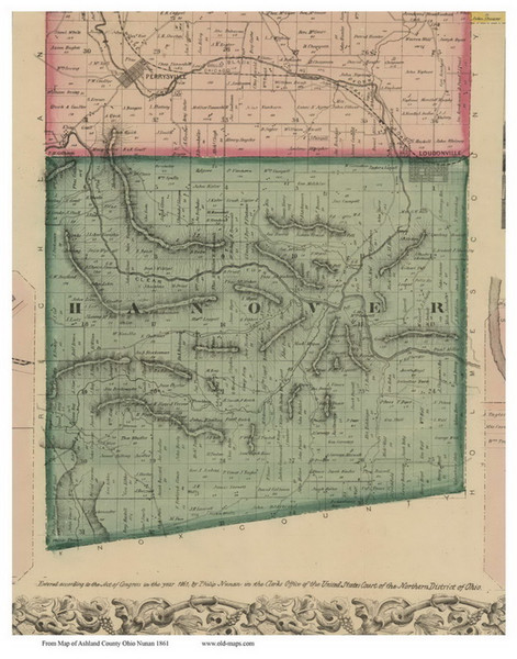 Hanover, Ohio 1861 Old Town Map Custom Print - Ashland Co. (Nunan)