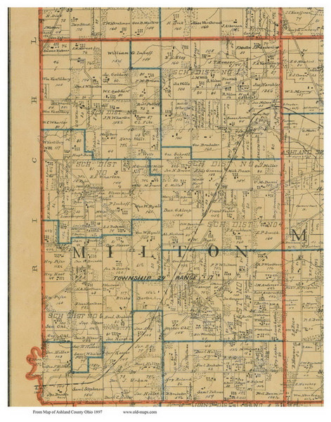 Milton, Ohio 1897 Old Town Map Custom Print - Ashland Co.