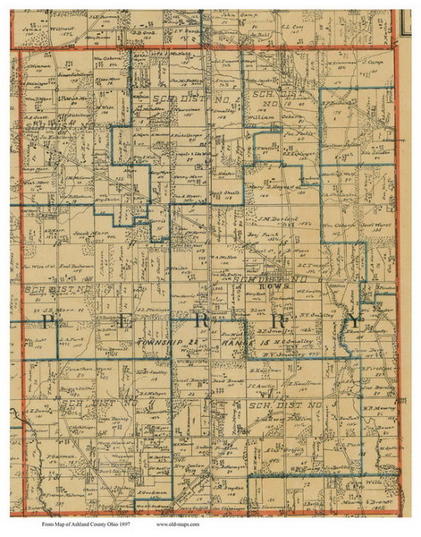 Perry, Ohio 1897 Old Town Map Custom Print - Ashland Co.