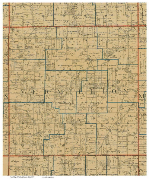 Vermillion, Ohio 1897 Old Town Map Custom Print - Ashland Co.
