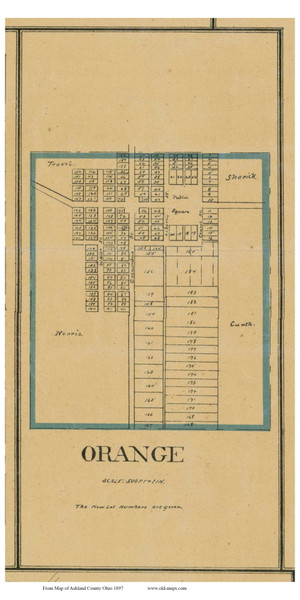 Orange Village - Ornage, Ohio 1897 Old Town Map Custom Print - Ashland Co. Orange Village - Ornage, Ohio 1897 Old Town Map Custom Print - Ashland Co.