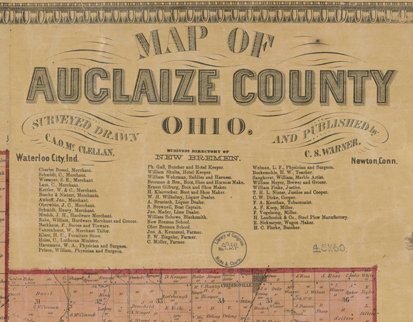 Title of Source Map -  Auglaize Co., Ohio 1860 - NOT FOR SALE - Auglaize Co. Title of Source Map -  Auglaize Co., Ohio 1860 - NOT FOR SALE - Auglaize Co.