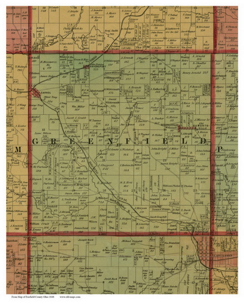 Greenfield, Ohio 1848 Old Town Map Custom Print - Fairfield Co. Greenfield, Ohio 1848 Old Town Map Custom Print - Fairfield Co.