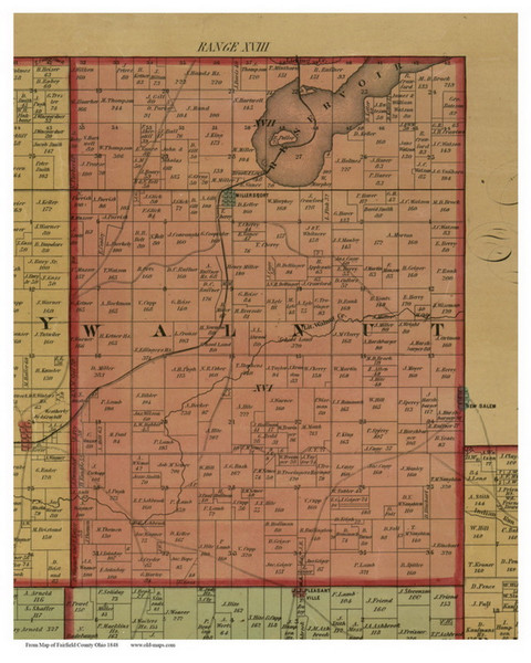 Walnut, Ohio 1848 Old Town Map Custom Print - Fairfield Co. Walnut, Ohio 1848 Old Town Map Custom Print - Fairfield Co.