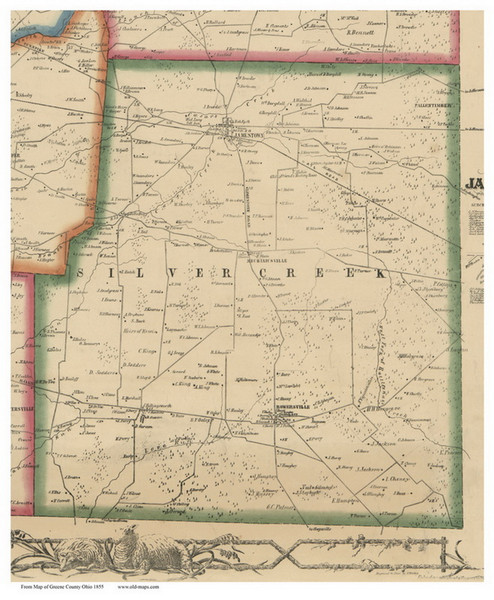 Silver Creek, Ohio 1855 Old Town Map Custom Print - Greene Co.