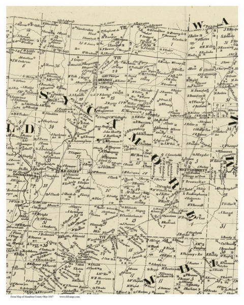 Sycamore, Ohio 1847 Old Town Map Custom Print - Hamilton Co.