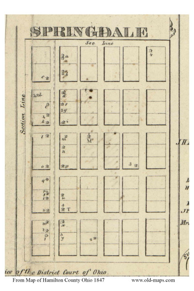 Springdale - Springfield, Ohio 1847 Old Town Map Custom Print - Hamilton Co.