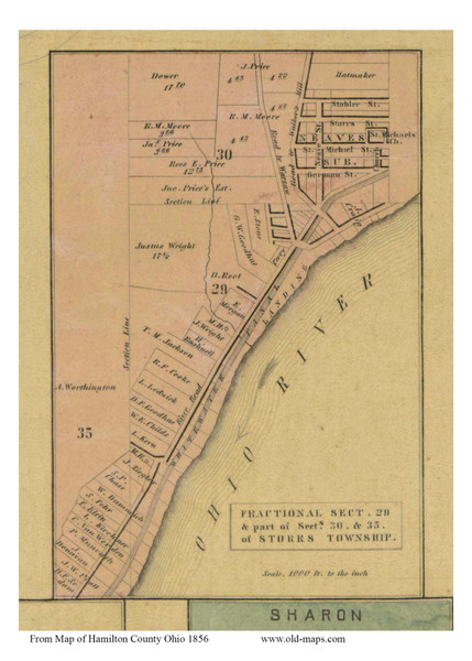 Storrs Township (Partial) - Storrs, Ohio 1856 Old Town Map Custom Print - Hamilton Co.