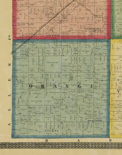 Orange, Ohio 1863 Old Town Map Custom Print - Hancock Co. Orange, Ohio 1863 Old Town Map Custom Print - Hancock Co.