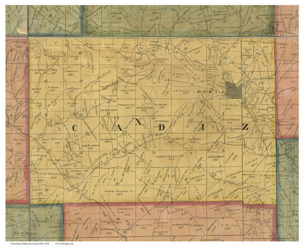 Cadiz, Ohio 1862 Old Town Map Custom Print - Harrison Co.