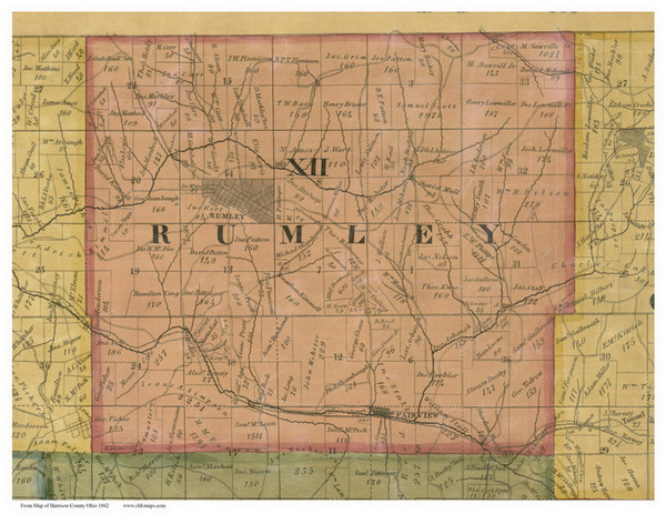 Rumley, Ohio 1862 Old Town Map Custom Print - Harrison Co.