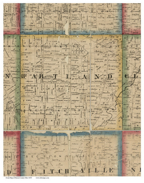 Hartland, Ohio 1859 Old Town Map Custom Print - Huron Co.