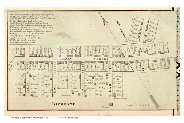 Richmond - Salem, Ohio 1856 Old Town Map Custom Print - Jefferson Co. Richmond - Salem, Ohio 1856 Old Town Map Custom Print - Jefferson Co.