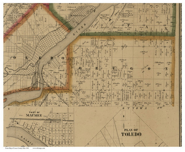 Oregon, Ohio 1861 Old Town Map Custom Print - Lucas Co.