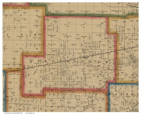 Springfield, Ohio 1861 Old Town Map Custom Print - Lucas Co. Springfield, Ohio 1861 Old Town Map Custom Print - Lucas Co.