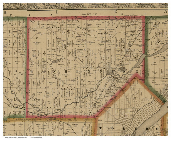 Washington, Ohio 1861 Old Town Map Custom Print - Lucas Co. Washington, Ohio 1861 Old Town Map Custom Print - Lucas Co.