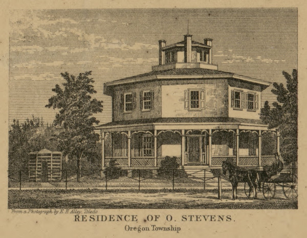 Residence of O. Stevens - Oregon, Ohio 1861 Old Town Map Custom Print - Lucas Co.
