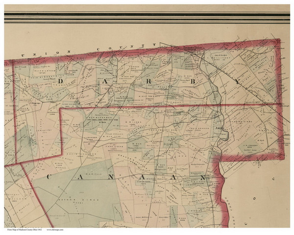 Darby, Ohio 1862 Old Town Map Custom Print - Madison Co.
