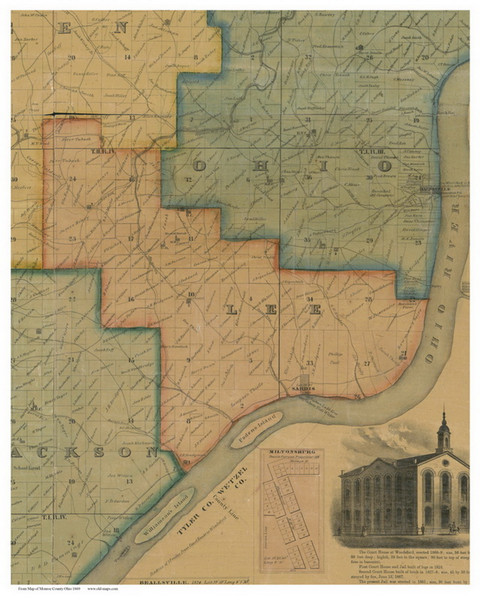 Lee, Ohio 1869 Old Town Map Custom Print - Monroe Co. Lee, Ohio 1869 Old Town Map Custom Print - Monroe Co.