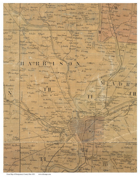 Harrison, Ohio 1851 Old Town Map Custom Print - Montgomery Co.