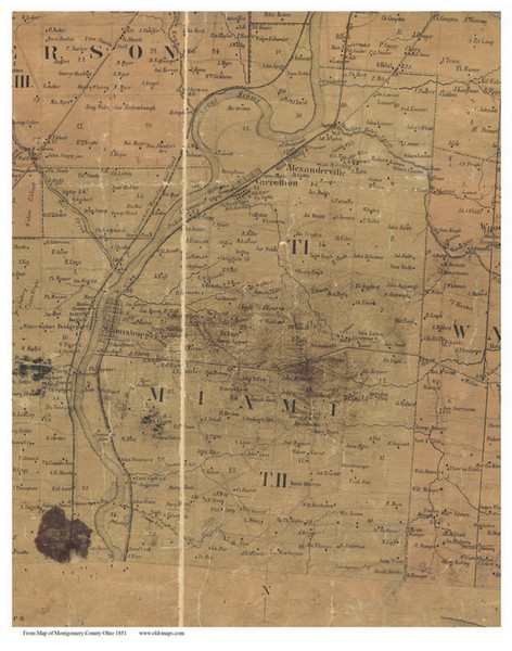 Miami, Ohio 1851 Old Town Map Custom Print - Montgomery Co.