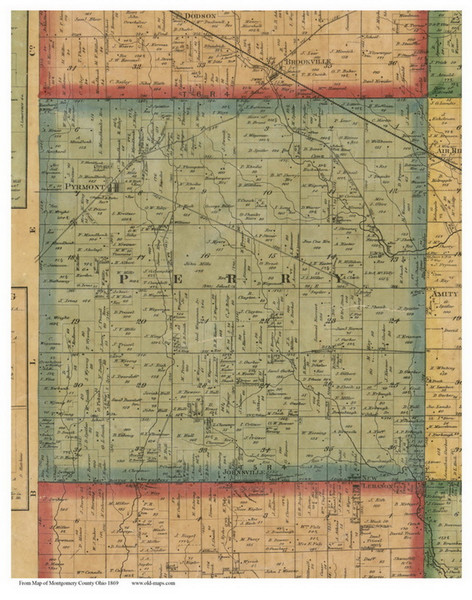 Perry, Ohio 1869 Old Town Map Custom Print - Montgomery Co. Perry, Ohio 1869 Old Town Map Custom Print - Montgomery Co.