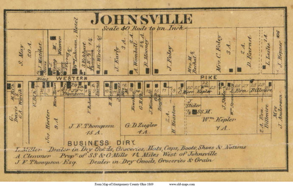 Johnsville - Perry, Ohio 1869 Old Town Map Custom Print - Montgomery Co. Johnsville - Perry, Ohio 1869 Old Town Map Custom Print - Montgomery Co.