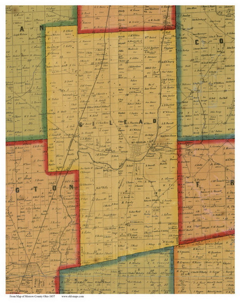 Gilead, Ohio 1857 Old Town Map Custom Print - Morrow Co.
