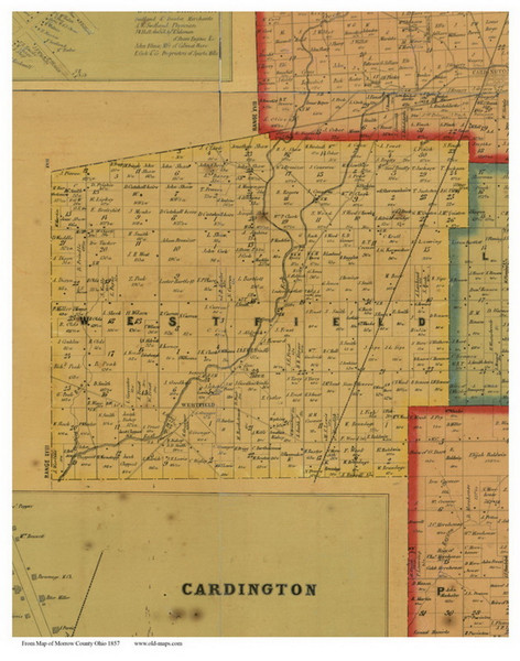 Westfield, Ohio 1857 Old Town Map Custom Print - Morrow Co. Westfield, Ohio 1857 Old Town Map Custom Print - Morrow Co.