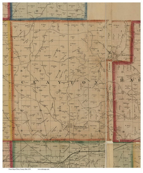 Clayton, Ohio 1859 Old Town Map Custom Print - Perry Co.