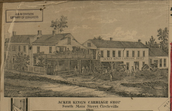 Kings Carriage Shop - Circleville, Ohio 1858 Old Town Map Custom Print - Pickaway Co.