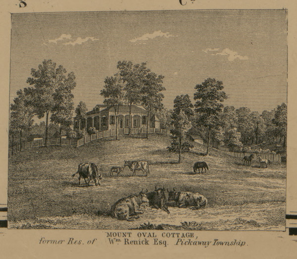 Resnick Residence Mt Oval Cottage - Pickaway Co., Ohio 1858 Old Town Map Custom Print - Pickaway Co.